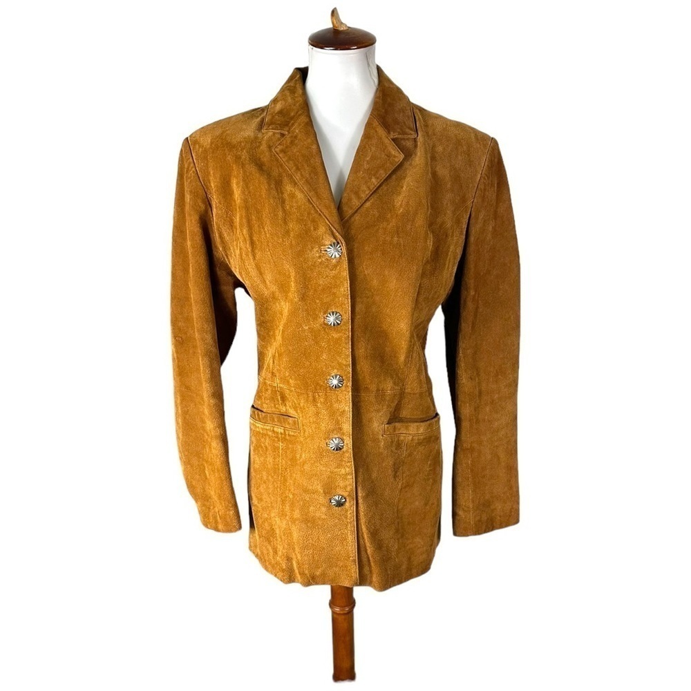 Cripple Creek Leather Blazer Jacket Tan Size Large - Picture 2 of 12